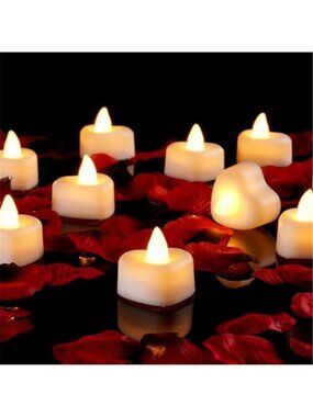 1000 Rose Petals 12 Heart LED Tea Light Candles Wedding Valentine Romantic